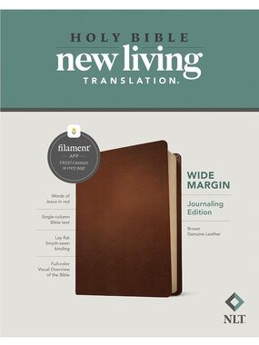 NLT New Living Translation Wide Margin Journaling Bible in Brown Genuine Leather